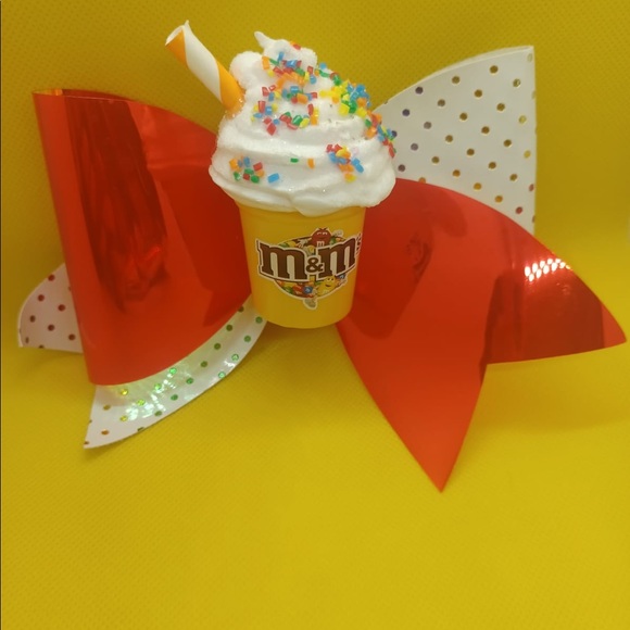 Handmade Girl's M&M’s Shake Bow Decor Hair Clip - Picture 5 of 5